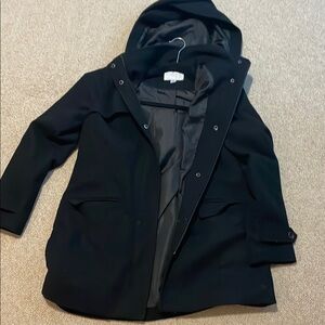 a new day Black Hooded Trench Coat
